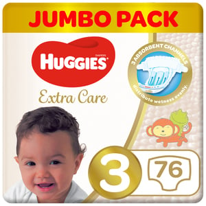 Huggies Extra Care Size 3 4 - 9 kg Jumbo Pack 76 pcs