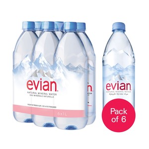 Evian Natural Mineral Water 6 x 1 Litre
