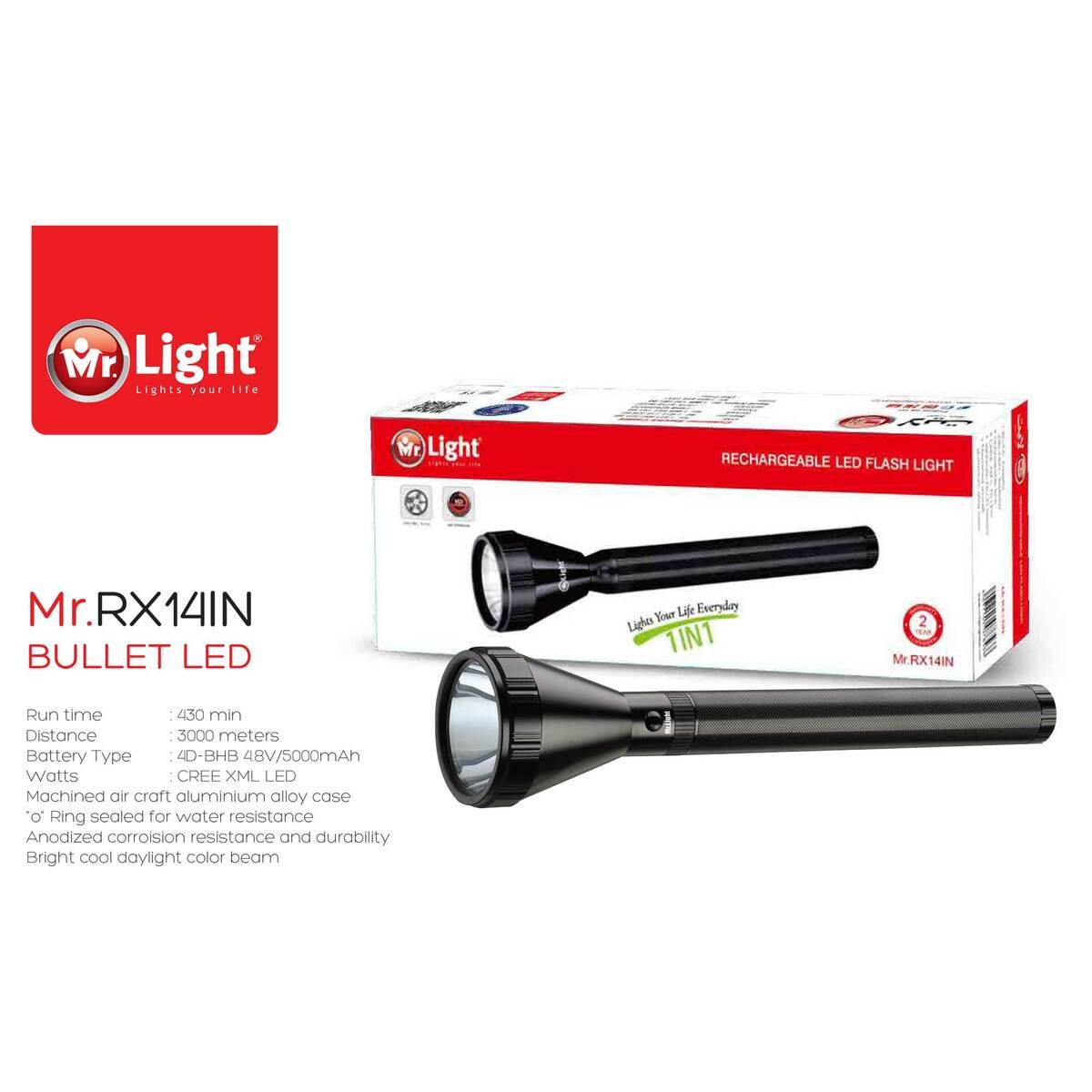 Mr.Light Rechargeable LED Flashlight Mr.RX14IN