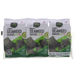 CJ Bibigo Crispy Seaweed Snacks Wasabi Flavour 3 x 5 g