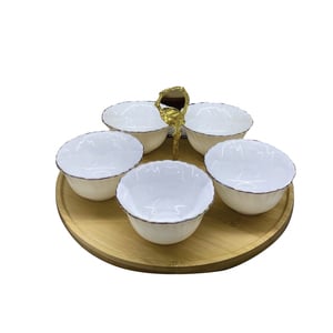 Best Way 5S Opal Square Bowl With Wooden Plate FHKW47-6T