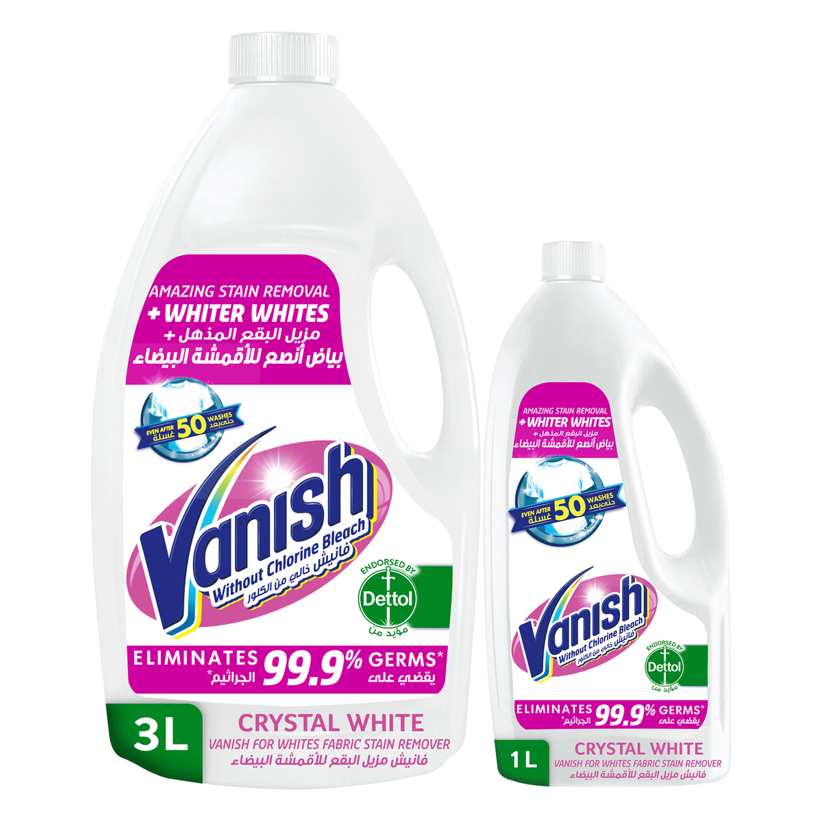 Vanish Fabric Stain Remover Crystal White 3 Litres + 1 Litre