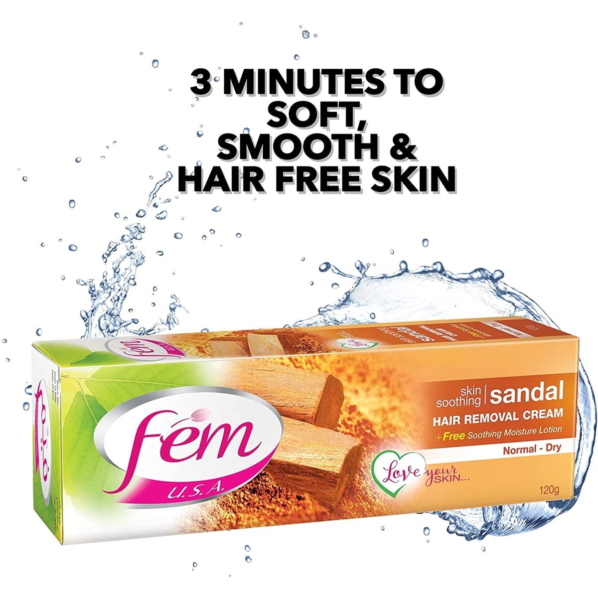 Fem USA Hair Removal Cream with Sandal For Softening Skin 120 g