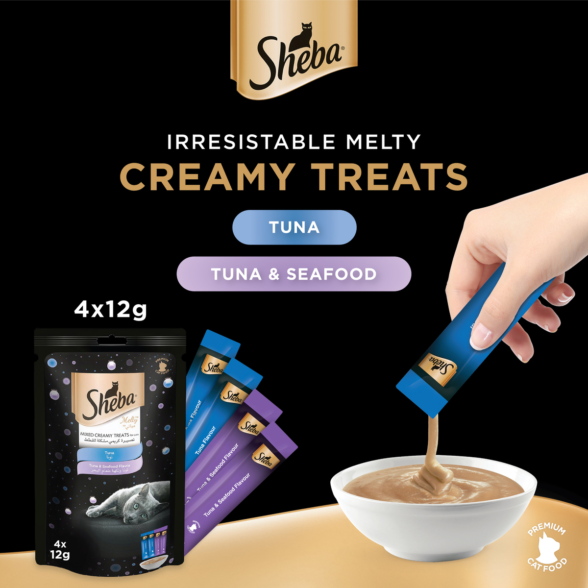Sheba Melty Mixed Creamy Treats For Cats Tuna & Seafood 24 x 48 g
