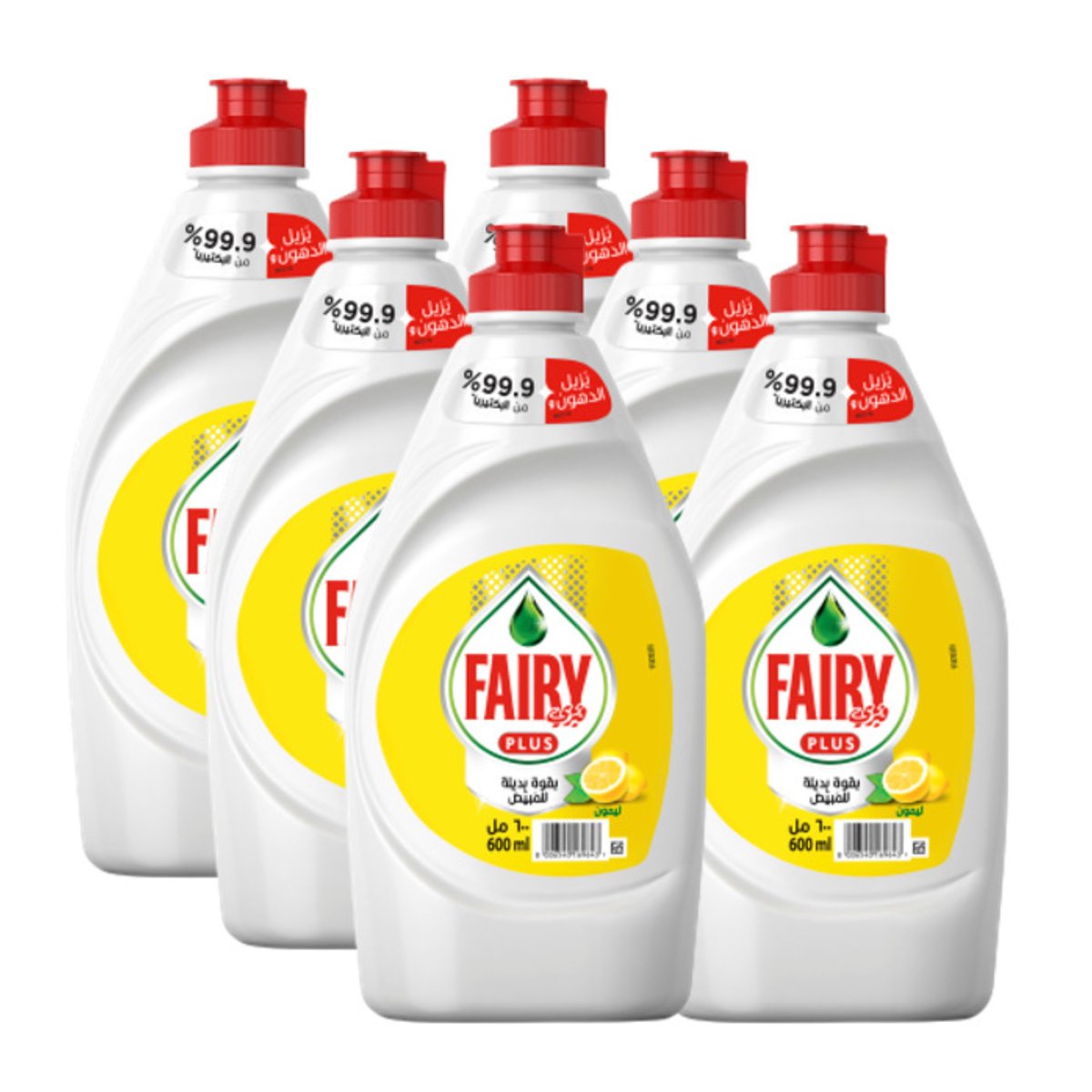 Fairy Plus Lemon Dishwashing Liquid Soap Mega Box Value Pack 6 x 600 ml
