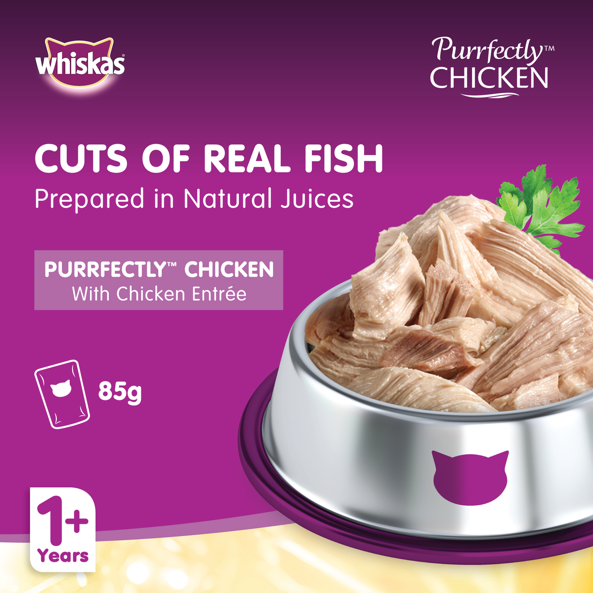 Whiskas Purrfectly Chicken Entree Wet Cat Food for Adult Cats 1+ Years 85 g