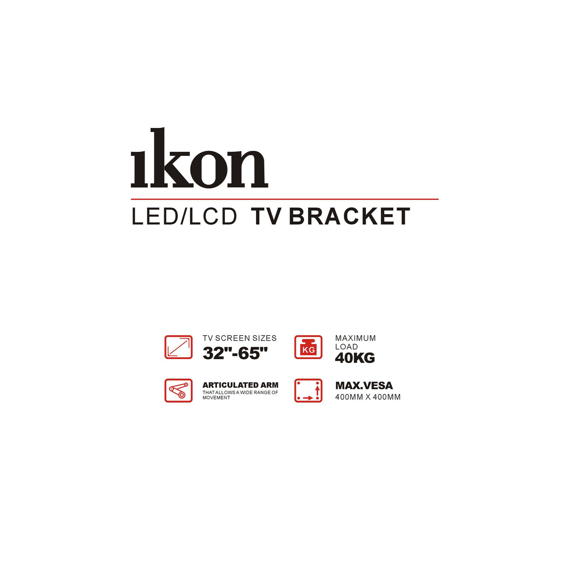 Ikon Swivel LCD/LED TV Bracket, 32 to 65 inches, Black, IKTS550