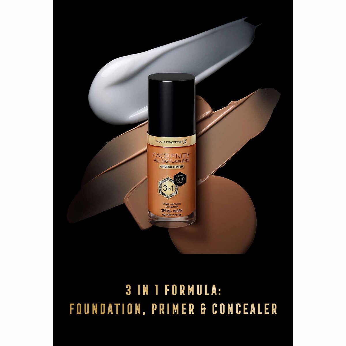 Max Factor Facefinity All Day Flawless Foundation N84, Soft Toffee, 30 ml