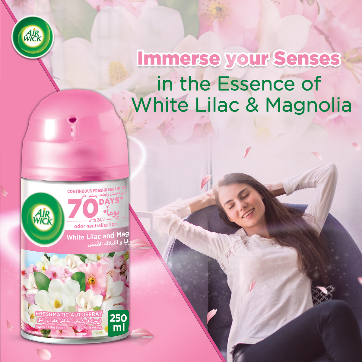 Airwick Freshmatic Autospray Refill White Lilac and Magnolia Fragrance 2 x 250 ml