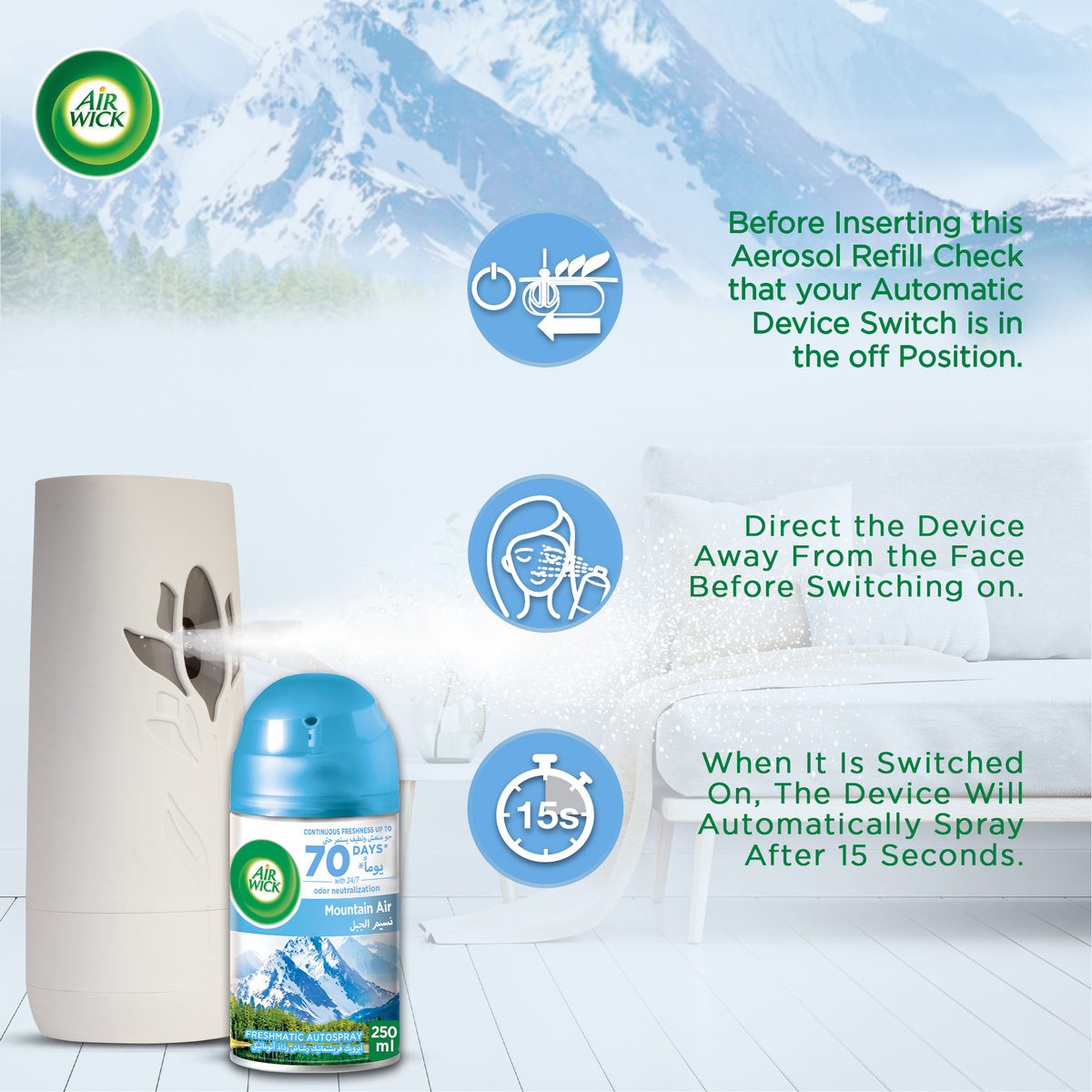 Airwick Freshmatic Odor Stop Refill Mountain Air 250 ml