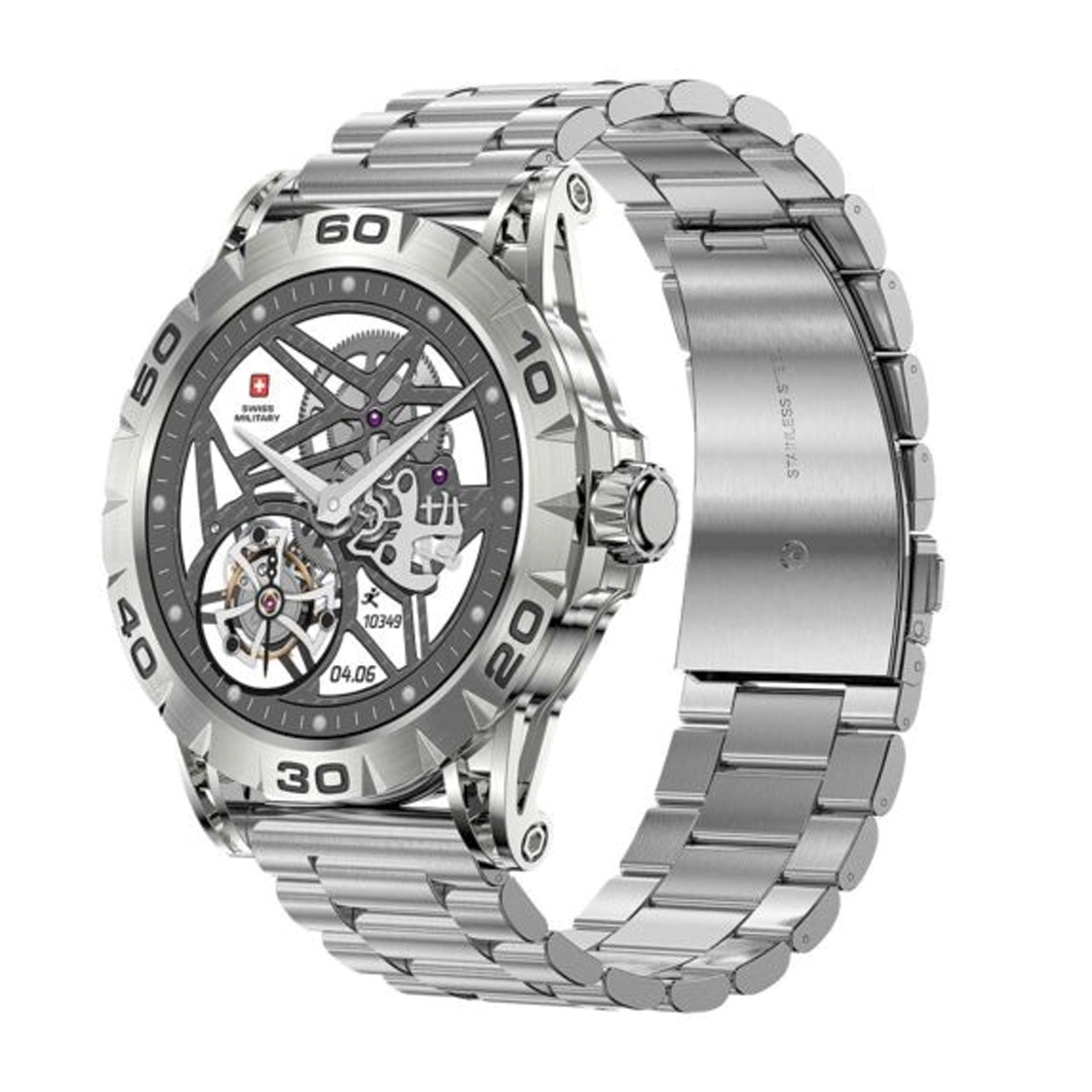 Swiss Military Smart Watch Metal Strap DOM2 Metal Silver