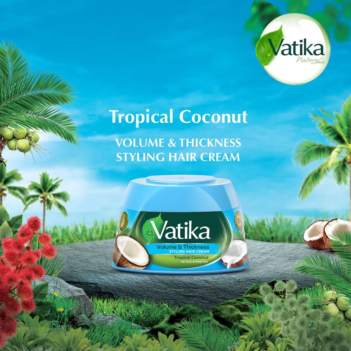 Vatika Volume & Thickness Styling Hair Cream Tropical Coconut 140 ml