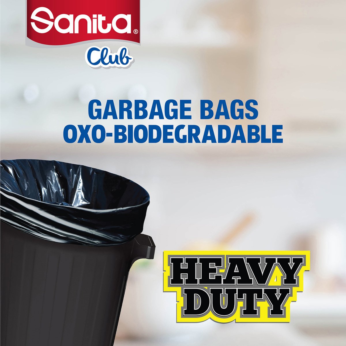Sanita Club Heavy Duty Garbage Bags X-Large 55 Gallons Size 84 x 105cm 25pcs
