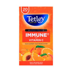 Tetley Super Fruits Immune With Vitamin C Peach And Orange Tea Bags 20 pcs