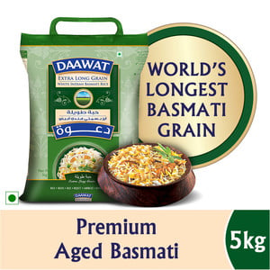 Daawat Extra Long Grain White Indian Basmati Rice Value Pack 5 kg