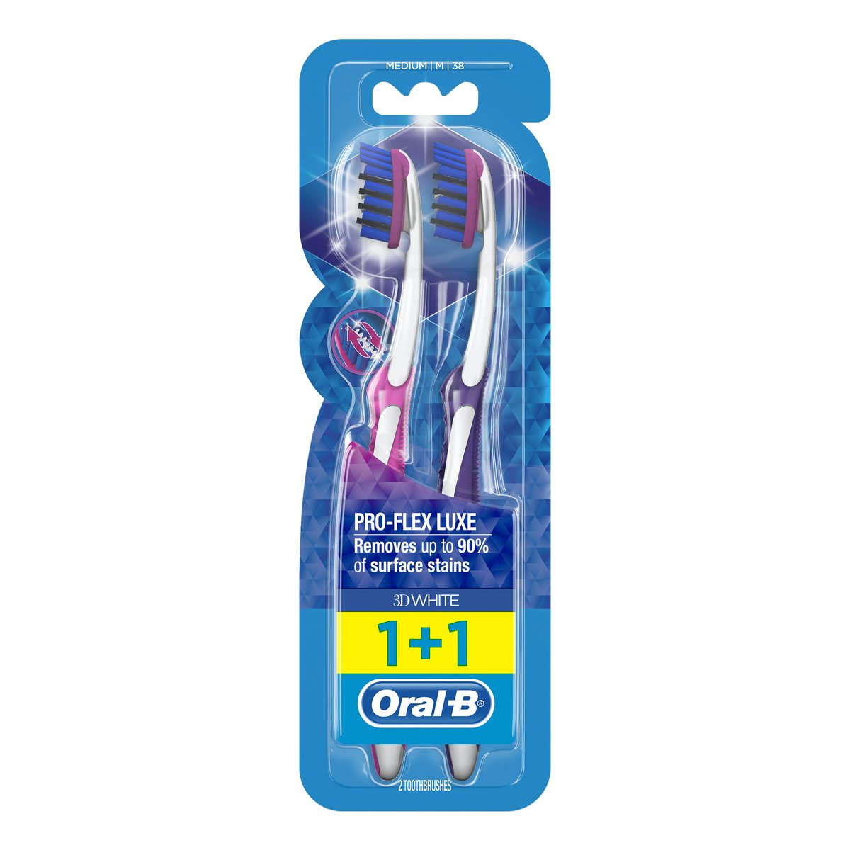 Oral B Proflex Luxe Medium Toothbrush Assorted Colour 1 + 1