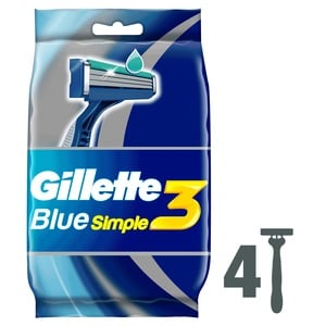 Gillette Blue Simple3 Men’s Disposable Razors 4 pcs