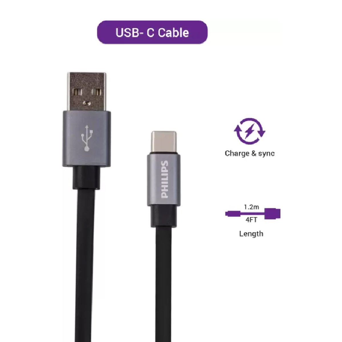 Philips Usb Cable Type-c 1.2m Premium Series Aluminum DLC2528F
