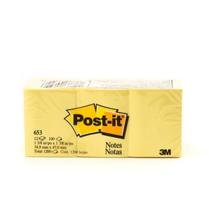 3M Post-it Notes Yellow 1.5inch x 2inch 12x100 Sheets