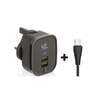 Voz Wall Charger Dual Port 2.4A output with USB to Micro Cable VZTC2