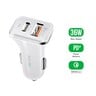Iends Car Charger with Dual Ports (Type-C and USB)AD657, White
