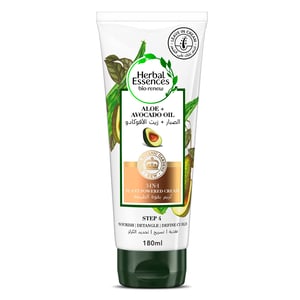 Herbal Essences Sulfate-Free Aloe + Avocado Oil 3-in-1 Plant Powered Leave-in Cream To Nourish, Detangle and Define Curls 180 ml