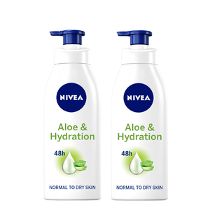 Nivea Body Lotion, Aloe & Hydration Normal & Dry Skin, Value Pack 2 x 400 ml