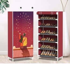 Maple Leaf 3D Fabric Shoe Cabinet 6Layer 1003