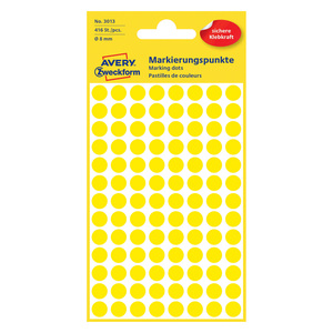 أفيري ملصقات بتصميم نقاط دائرية 8 ملم ، 416 ملصق ، أصفر ، 3013