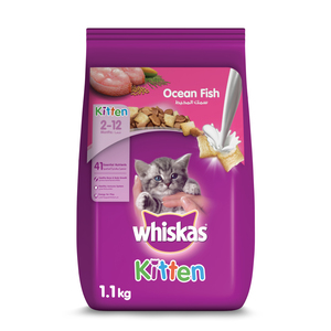 Whiskas Kitten Ocean Fish Flavor with Milk Dry Food for Kittens Aged 2-12 Months 1.1 kg