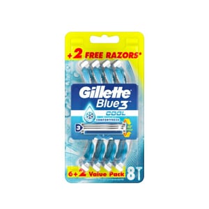 Gillette Mens Blue 3 Cool Disposable Razors 8's