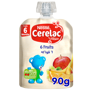 Nestle Cerelac 6 Fruits Puree Pouch Baby Food From 6 Months 90 g