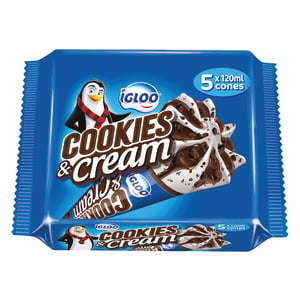 Igloo Cookies & Cream Ice Cream Cone 5 x 120 ml