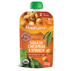 Happy Baby Organic Squash, Chickpeas & Spinach Baby Food 113 g