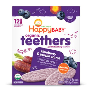 Happy Baby Stage 1 Blueberry & Purple Carrot Organic Gentle Teething Wafers 48 g