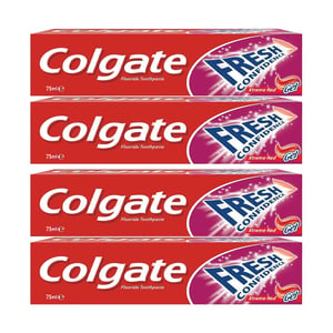 Colgate Fresh Confidence Xtreme Red Toothpaste Value Pack 4 x 75 ml