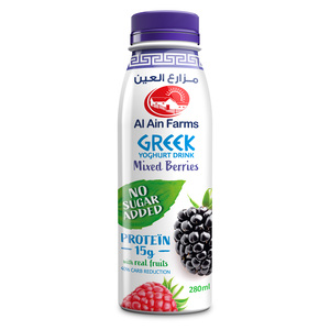 Al Ain Farms No Added Sugar Greek Yoghurt Drink Mixed Berries 280 ml