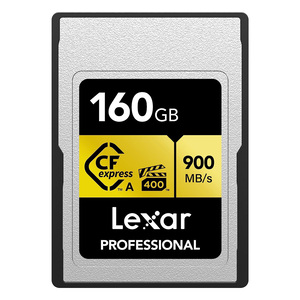ليكسر برو بطاقة ذاكرة 160 جيجابايت CFExpress Type A من السلسلة الذهبية مع سرعة نقل 900 ميجابت في الثانية، LCAGOLD160G-RNENG