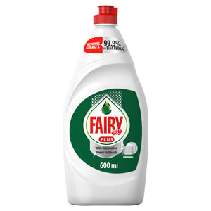 Fairy Plus Original Dishwashing Liquid Soap With Alternative Power To Bleach 600 ml