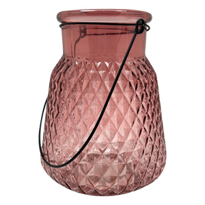 Maple Leaf Vivi Glass Lantern 20cm Pink