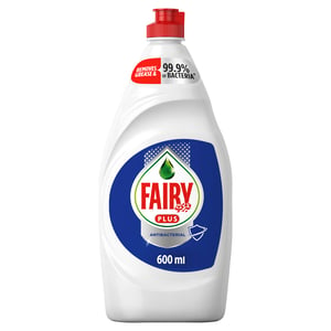 Fairy Plus Antibacterial Dishwashing Liquid Soap With Alternative Power To Bleach 600 ml