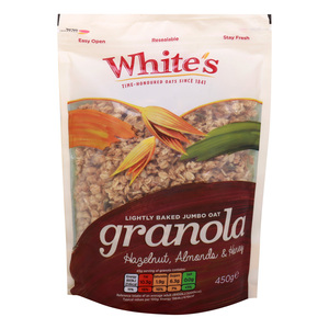 White's Granola, Hazelnut Almonds and Honey, 450 g