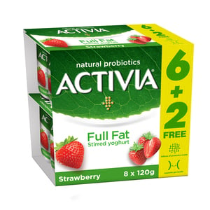 Activia Stirred Yoghurt Full Fat Strawberry 8 x 120 g