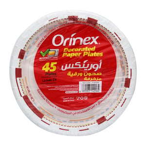 Orinex Decorated Paper Plates 21.9cm 45pcs