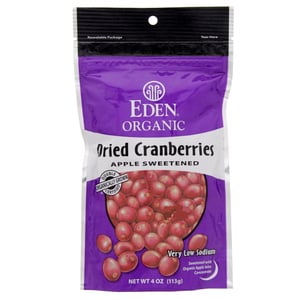 Eden Organic Dried Cranberries Apple Sweetened 113 g