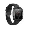 Swiss Military Smart Watch Alps2,Silver Frame and Black LeatherStrap,Square Face