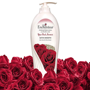 Enchanteur Satin Smooth Rose Oud Amour Lotion with Aloe Vera & Olive Butter 750 ml