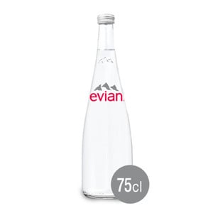 Evian Natural Mineral Water Glass Bottle 750 ml