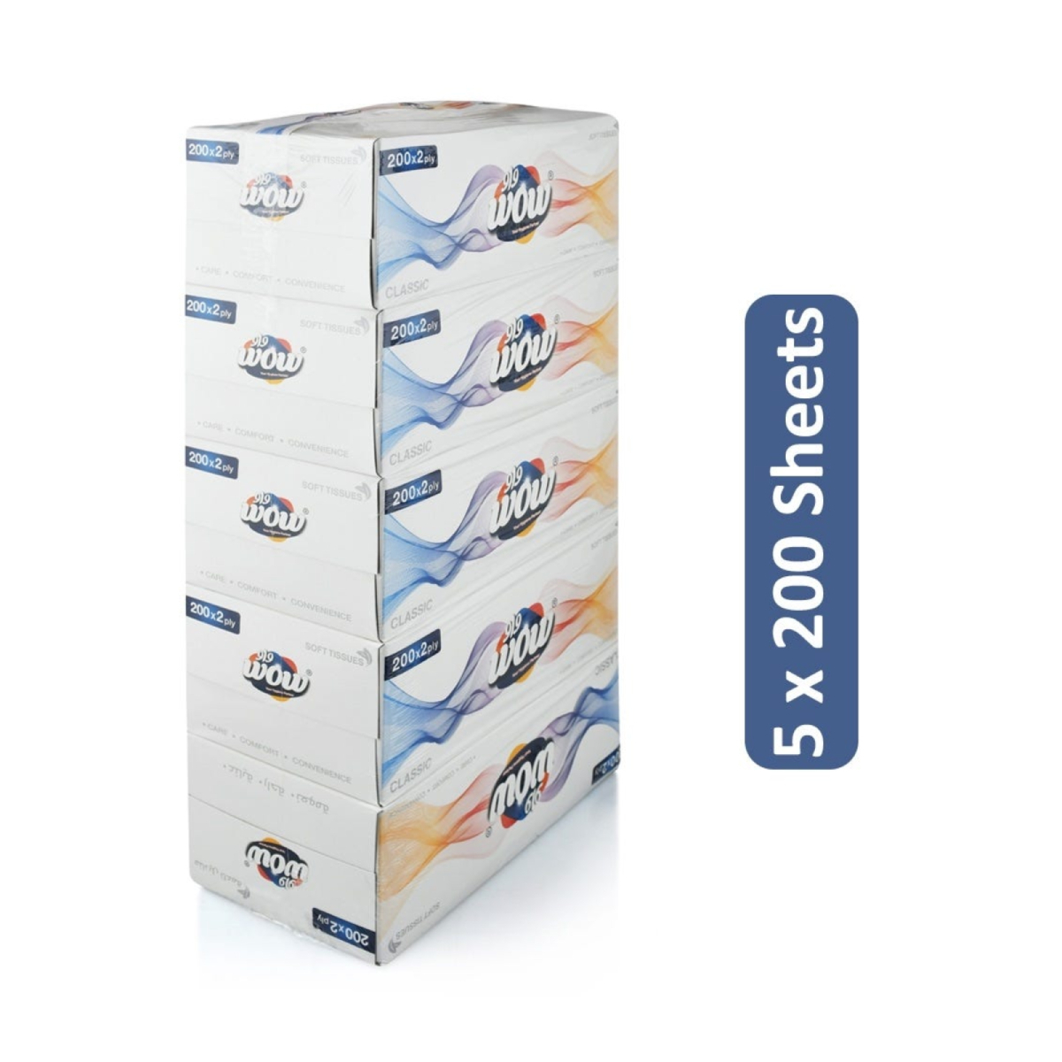 Wow Classic Facial Tissue 2ply 5 x 200 Sheets