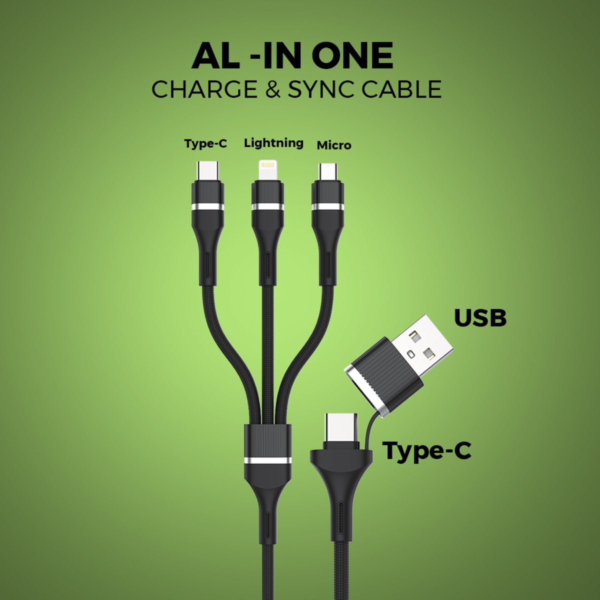 Trands 60W All in One Cable CA8476, Black